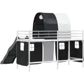 vidaXL Bunkbed voor kinderen met gordijnen Wit en Zwart 90 x 190 cm