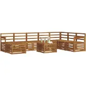 vidaXL Buiten bank set 9 st Naturel