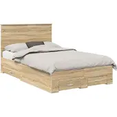 vidaXL Bedframe met lade Sonoma Eik 120 x 200 cm Bewerkt hout