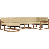 vidaXL Buiten bank set 6 st Natuurlijk en Beige Massief Acacia Hout