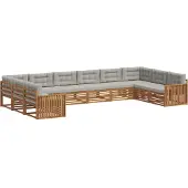 vidaXL Sofa-Sets 7 st Natuurlijk en Licht Grijs Massief Acacia Hout