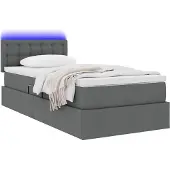 vidaXL LED opbergbed met matras Donkergrijs 100 x 200 cm Stof