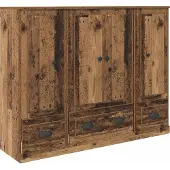 vidaXL Highboard 3 st Oud Hout 132 x 35,5 x 103,5 cm Bewerkt hout