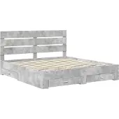 vidaXL Bedframe met lade Beton Grijs 200 x 200 cm Bewerkt hout