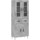 vidaXL Hoge kast 69,5x34x180 cm bewerkt hout betongrijs