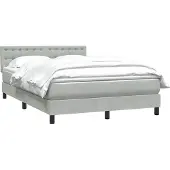 vidaXL Boxspring met matras fluweel lichtgrijs 160x210 cm