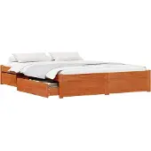 vidaXL Bedframe met lade Wasbruin 120 x 200 cm Massief vurenhout