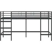 vidaXL Kids'loftbedframe Effen Zwart 107 x 203 cm Staal