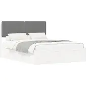 vidaXL Bedframe met Gevoerde Hoofdbord Lichtgrijs 140 x 190 cm