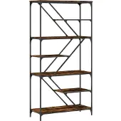 vidaXL Boekenrek 91x36x176 cm bewerkt hout en staal gerookt eikenkleur