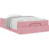 vidaXL Bedframe met matras 2 st Roze Fluweel