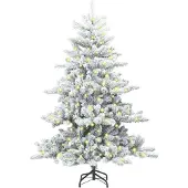 vidaXL Kunstmatige Hinged Kerstboom Wit 210 cm PVC en Staal