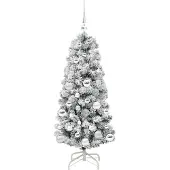 vidaXL Kunstmatige Hinged Kerstboom 150 LED's Groen en Wit 120 cm