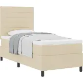 vidaXL Boxspring bed met matras met hoofdeinde Crème 90 x 190 cm Stof