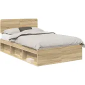 vidaXL Bedframe met hoofdeinde Sonoma 120 x 200 cm Massief grenenhout