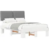 vidaXL Bedframe met Gevoerde Hoofdbord Lichtgrijs 120 x 200 cm