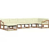 vidaXL Buiten bank set 7 st Natuurlijk en Crème Massief Acacia Hout