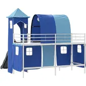 vidaXL Bunkbed voor kinderen Wit en Blauw 75 x 190 cm Metaal