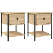 vidaXL Nachtkastjes 2 st 34x35,5x45 cm sonoma eikenkleurig