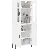 vidaXL Hoge kast, wit, 69,5 x 34 x 180 cm, houtvezel