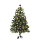 vidaXL Kunstmatige Scharnierende Kerstboom met Kegels Groen 150 cm