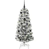 vidaXL Kunstmatige Hinged Kerstboom met 150 LED Groen en Wit 150 cm