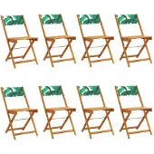 vidaXL Opklapbare stoelen, 8 stuks, groene stof en massief hout.