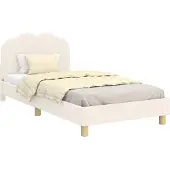 vidaXL Kinderen bedframe met hoofdboard Crèmekleurig 80 x 200 cm