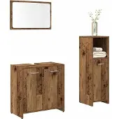 vidaXL 3-delige Badkamermeubelset bewerkt hout oud houtkleurig