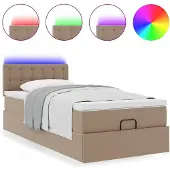 vidaXL Ottoman bed met matrassen en LED's 90x200cm kunstleer