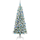 vidaXL Kunstmatige Hinged Kerstboom met 300 LED Groen en Wit 180 cm