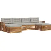 vidaXL Buiten bank set 6 st Natuurlijk en Licht Grijs