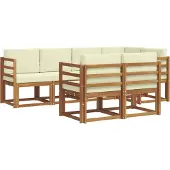 vidaXL Buiten bank set 7 st Natuurlijk en Crème