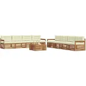 vidaXL Buiten bank set 9 st Natuurlijk en Crème