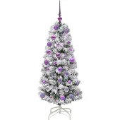 vidaXL Kunstmatige Hinged Kerstboom met 150 LED Groen en Wit 120 cm