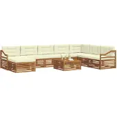 vidaXL Buiten bank set 9 st Natuurlijk en Crème Massief Acacia Hout