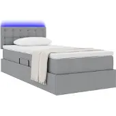 vidaXL LED opbergbed met matras Lichtgrijs 90 x 200 cm Stof