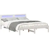 vidaXL Bedframe met hoofdeinde Wit 160 x 200 cm Massief grenenhout