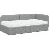 vidaXL Hoek Bed Frame Lichtgrijs 100 x 200 cm Stof
