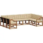 vidaXL Buiten bank set 9 st Natuurlijk en Beige