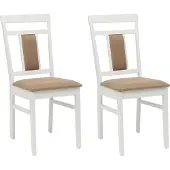 vidaXL Eetkamerstoel 2 st Massief Rubberhout Wit en Bruin
