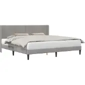 vidaXL Bedframe met hoofdeinde Lichtgrijs 200 x 200 cm Fluweel