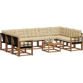 vidaXL Buiten bank set 10 st Natuurlijk en Beige