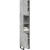 vidaXL Badkamerkast 30x30x190 cm bewerkt hout betongrijs