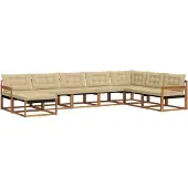vidaXL Buiten bank set 8 st Natuurlijk en Beige Massief Acacia Hout