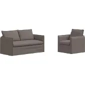 vidaXL Bankstel 2 st Taupe Stof