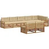vidaXL Buiten bank set 8 st Natuurlijk en Beige