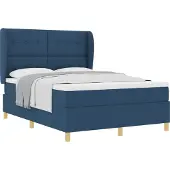 vidaXL Boxspring bed met hoofdeinde Blauw 200 x 140 cm Stof