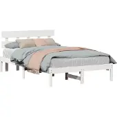 vidaXL Bedframe met hoofdeinde Wit 140 x 190 cm Massief grenenhout
