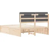 vidaXL Bedframe met Gevoerde Hoofdbord Donkergrijs 135 x 190 cm